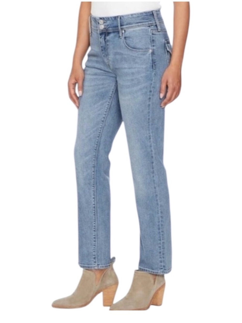 Hudson Signature Flap Pocket Ankle Crop Straight Leg Jeans Sz 14 Lt Wash Denim - Picture 3 of 14